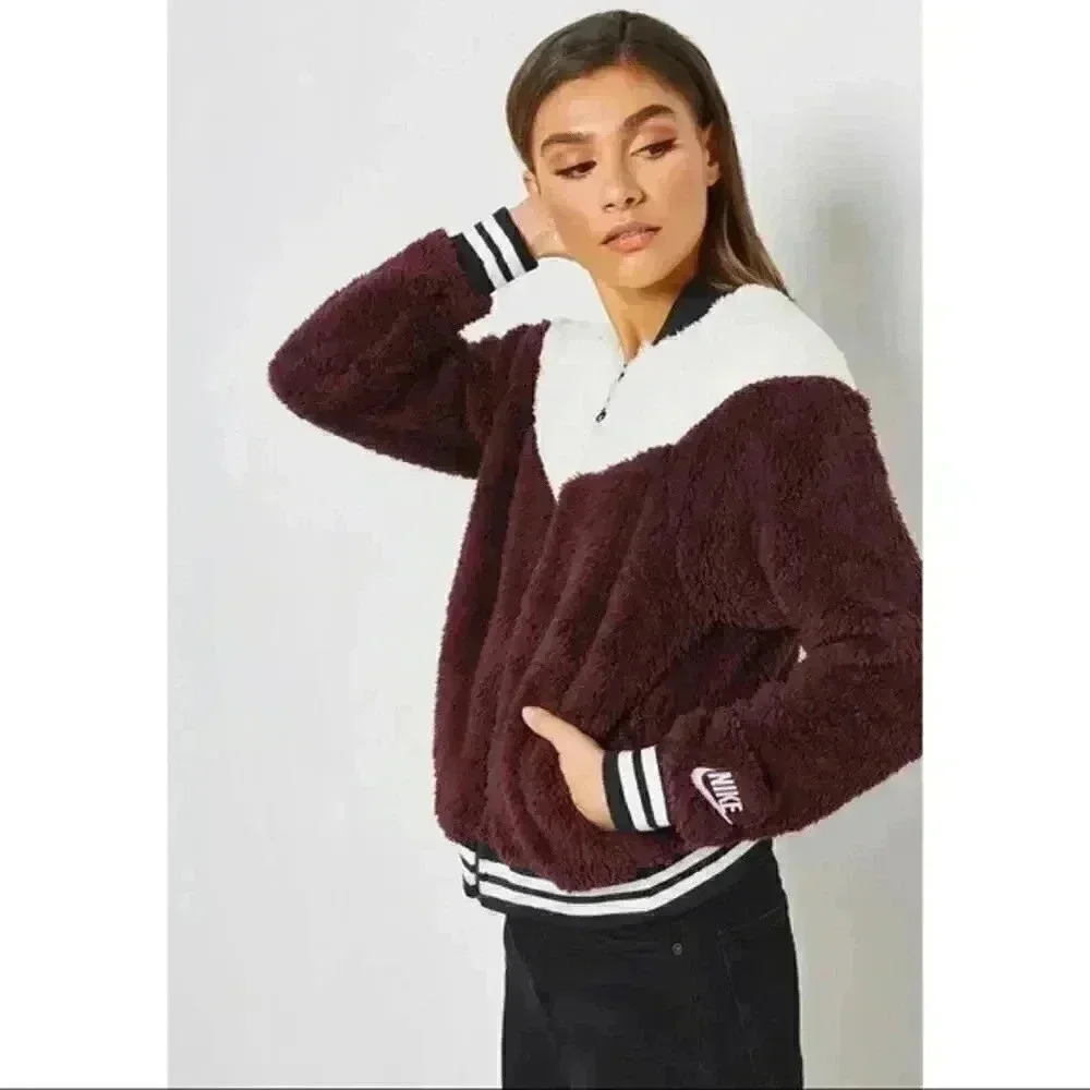 Nike Sportswear Sherpa Bomber‎ Jacket Burgundy